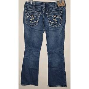 Silver Jeans Womens W30 L30 Blue Suki Surplus Curvy Thick Stitch Flap Pockets